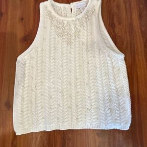 House of Harlow white pearl encrusted's sleeveless sweater  size XS